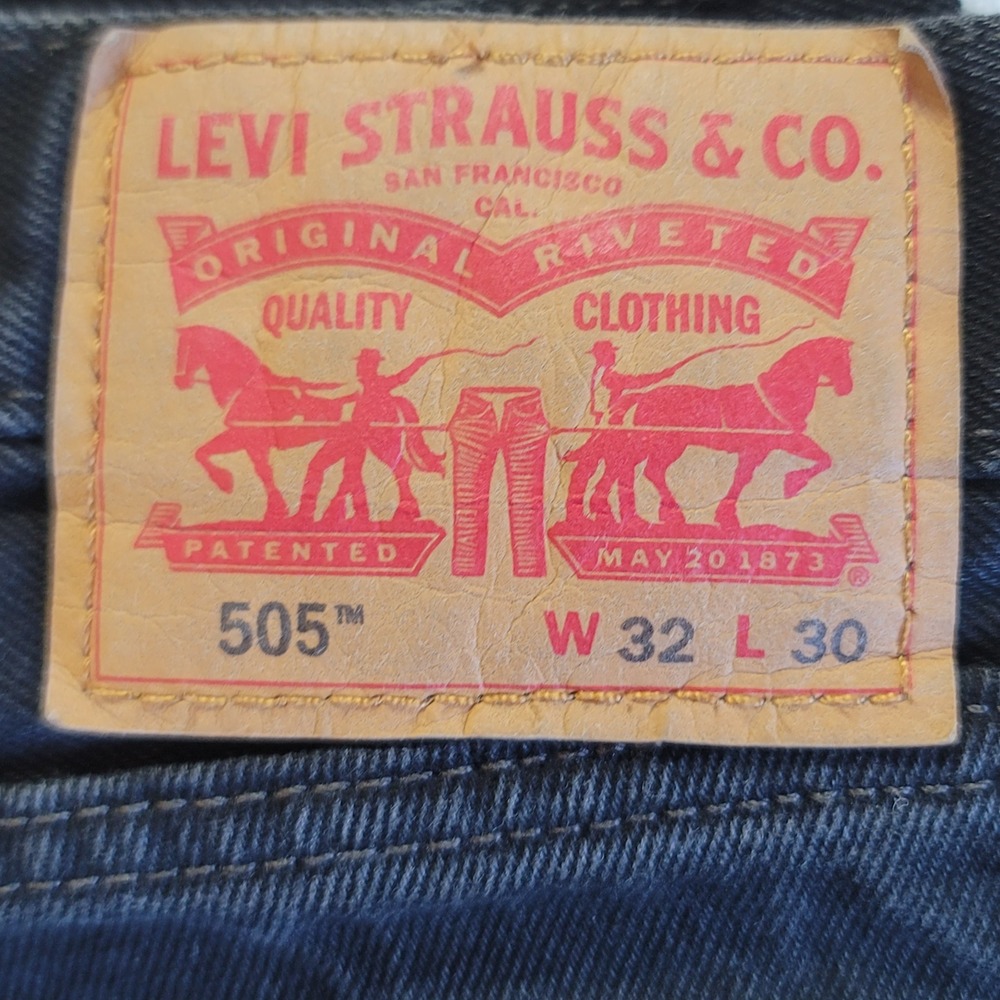 Classic Levi's 505 Regular Fit Jeans Mens 32x30 Black Straight Leg Denim - Picture 4 of 14